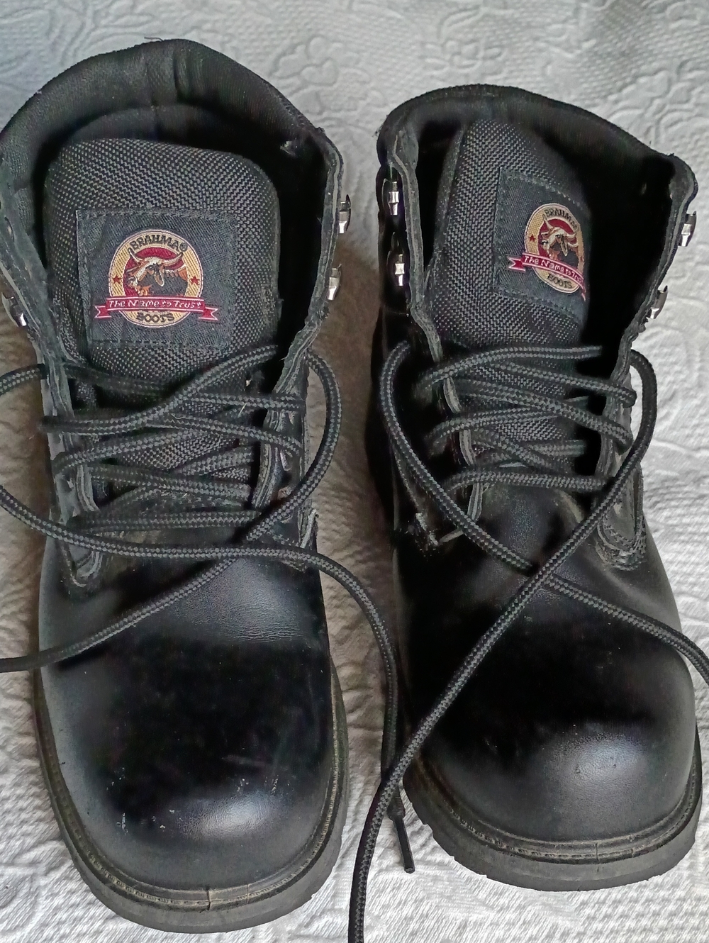 Brahma Black Lace-Up Steel Toe Work Boots Nice Worn Once